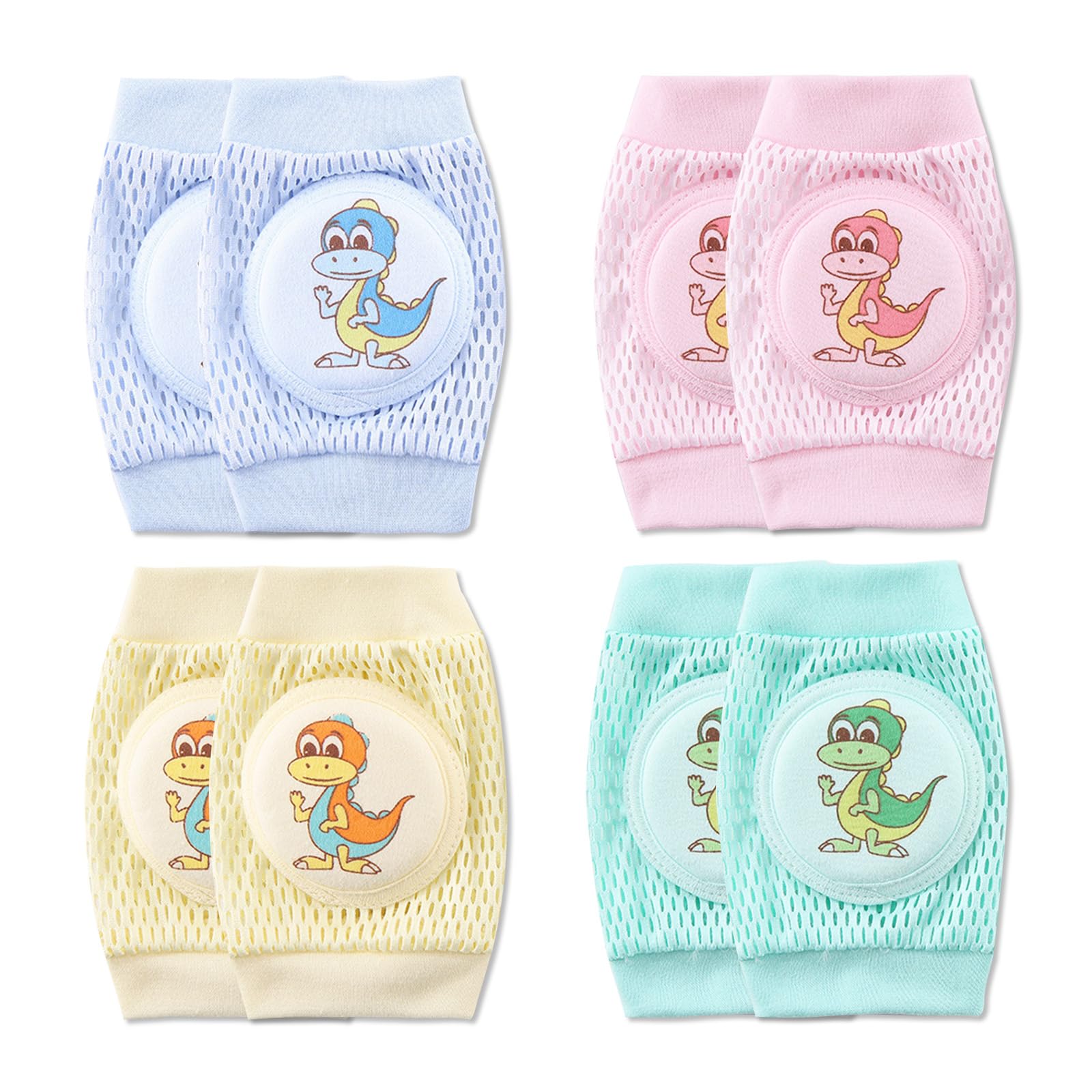 SONARIN 4 Paia Ginocchiere per Gattonare Bambini,Estive Ginocchiere per Bambini Traspiranti Ginocchiere Neonato Elastiche Scaldamuscoli Morbide Confortevole per Bambini Bambine