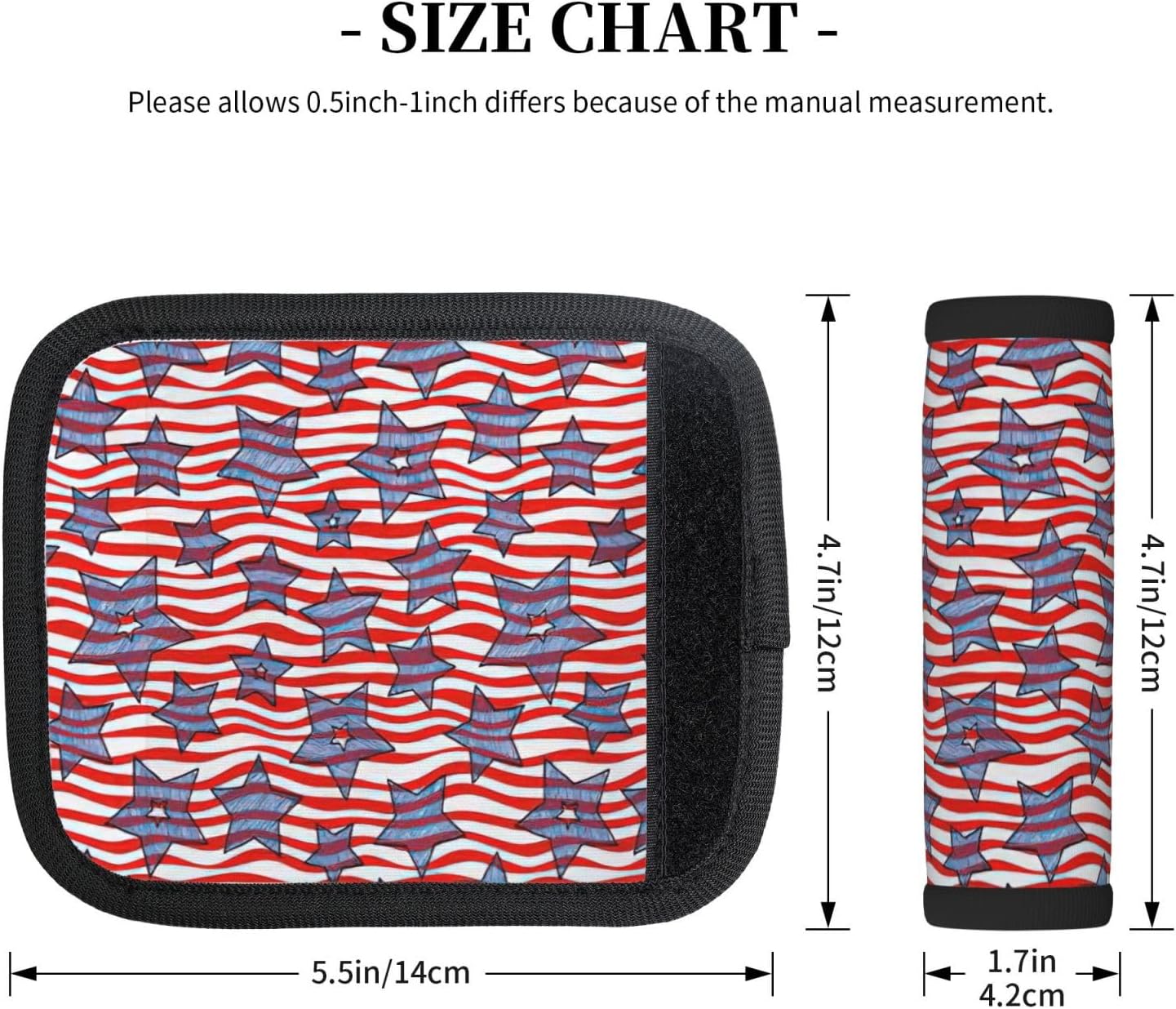 Stars and Wavy Stripes Print Luggage Handle Wraps Luggage Identifiers Soft Neoprene Luggage Handle Wraps for Suitcase Trolley Handle Grip Cover 2 Pack Luggage Tags