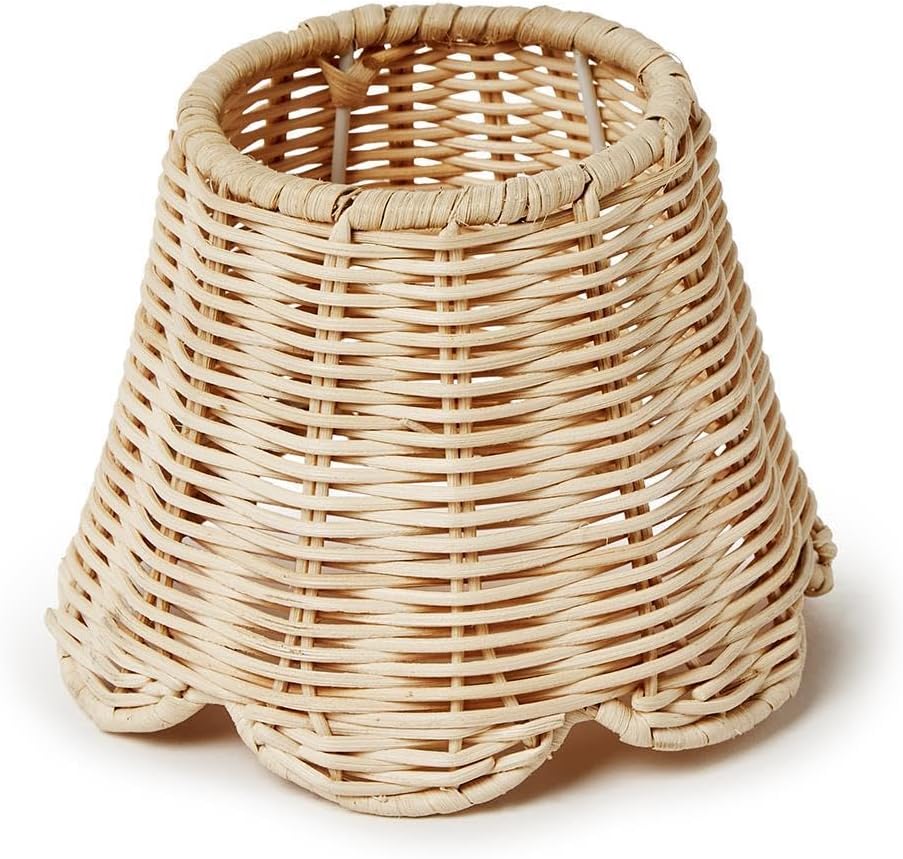 Two's Company Scallop Rattan Lamp Shade Cover with Scallop Edge, 5.5-Inch