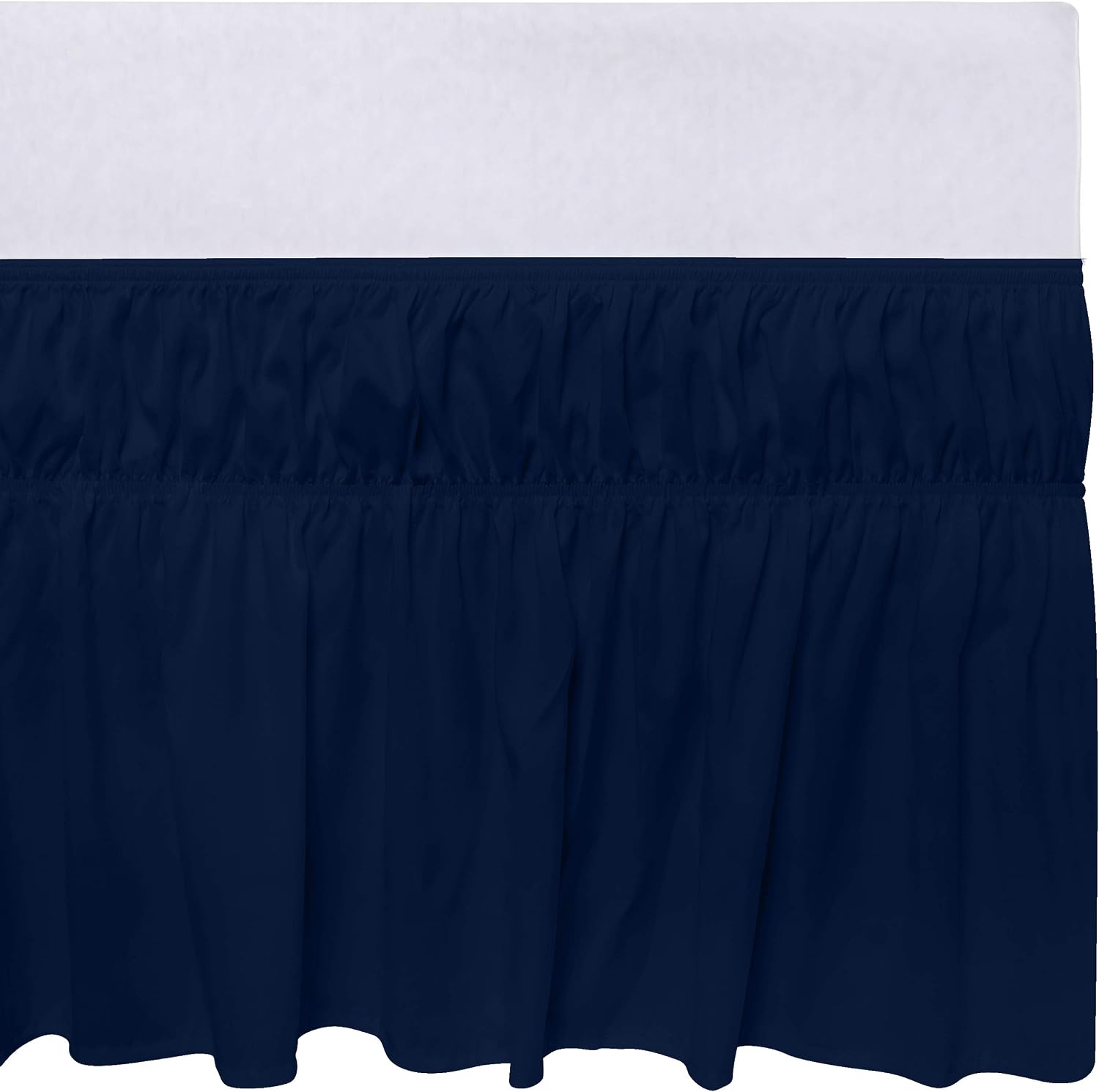 Utopia Bedding Queen Elastic Bed Ruffle - Easy Wrap Around Ruffle - Microfiber Bed Skirt with Adjustable Elastic Belt 16 Inch Tailored Drop - Hotel Quality Bedskirt, Fade Resistant (Queen, Navy)