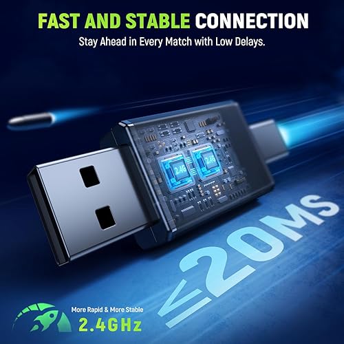 Miniatura 3 de Auriculares inalámbricos para juegos para PC Ps5 Ps4, auriculares USB y tipo C de 2.4 GHz, sonido envolvente de 40 horas y 7.1 horas con micrófono