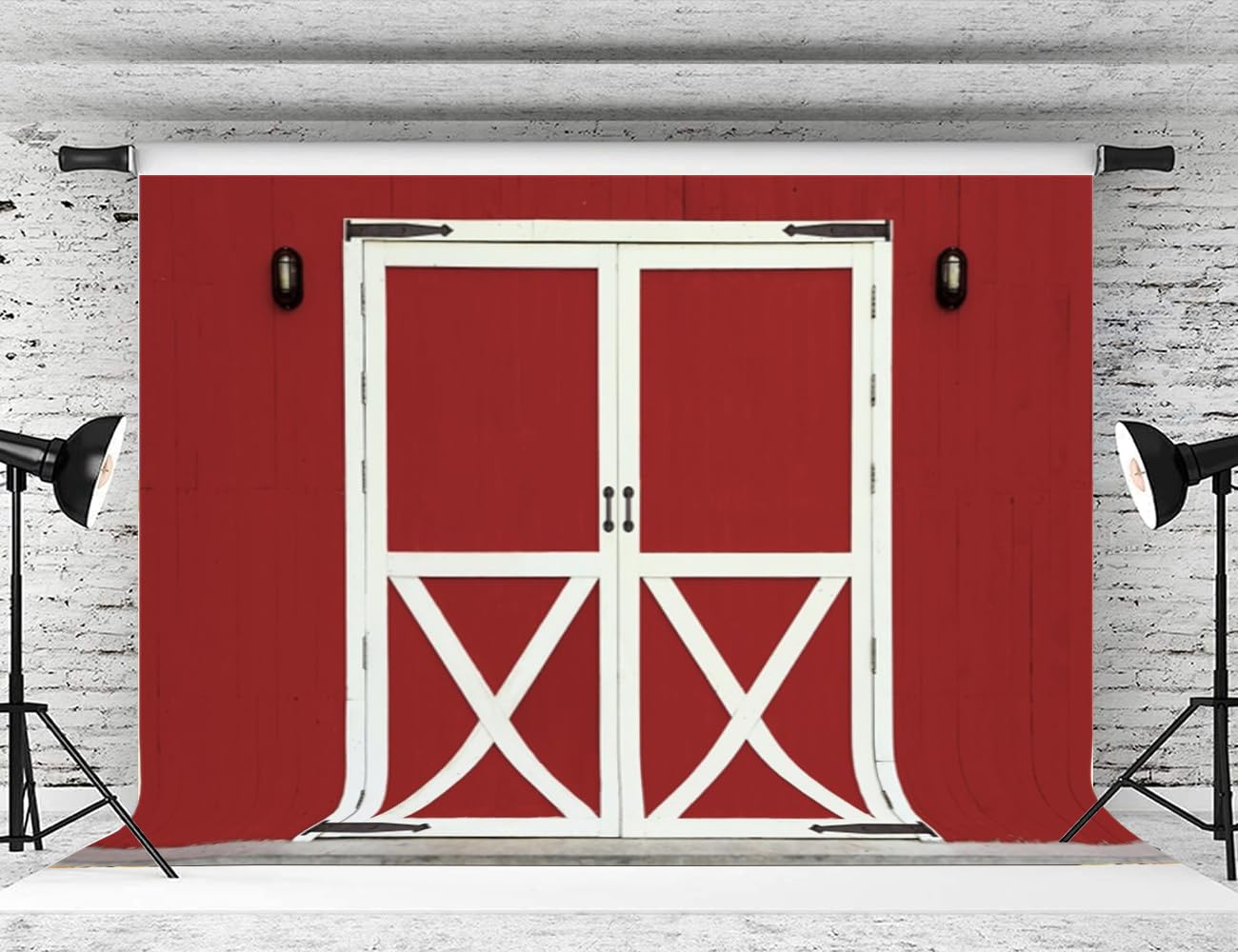 3 x 2,4 m Fattoria Fienile Sfondo Banner Rosso Fienile Porta in Legno Western Cowboy Decorazioni per feste di compleanno Rustico Country Farmhouse Sfondo Fotografia Studio Puntelli Torta