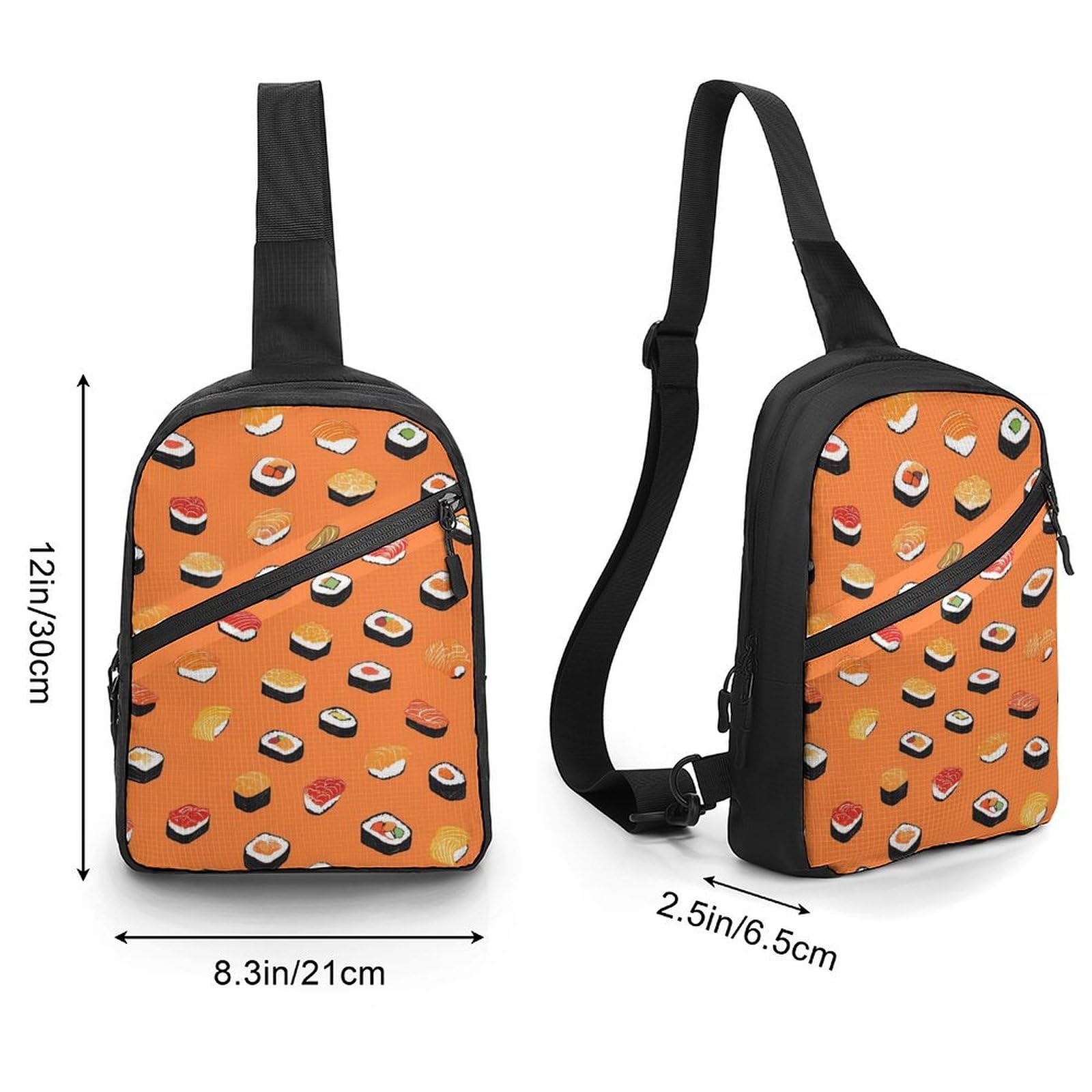 Japanese Sushi Chest Bag Foldable Crossbody Unisex Pack Travel Hiking Adjustable Shoulder Straps Sling Bags