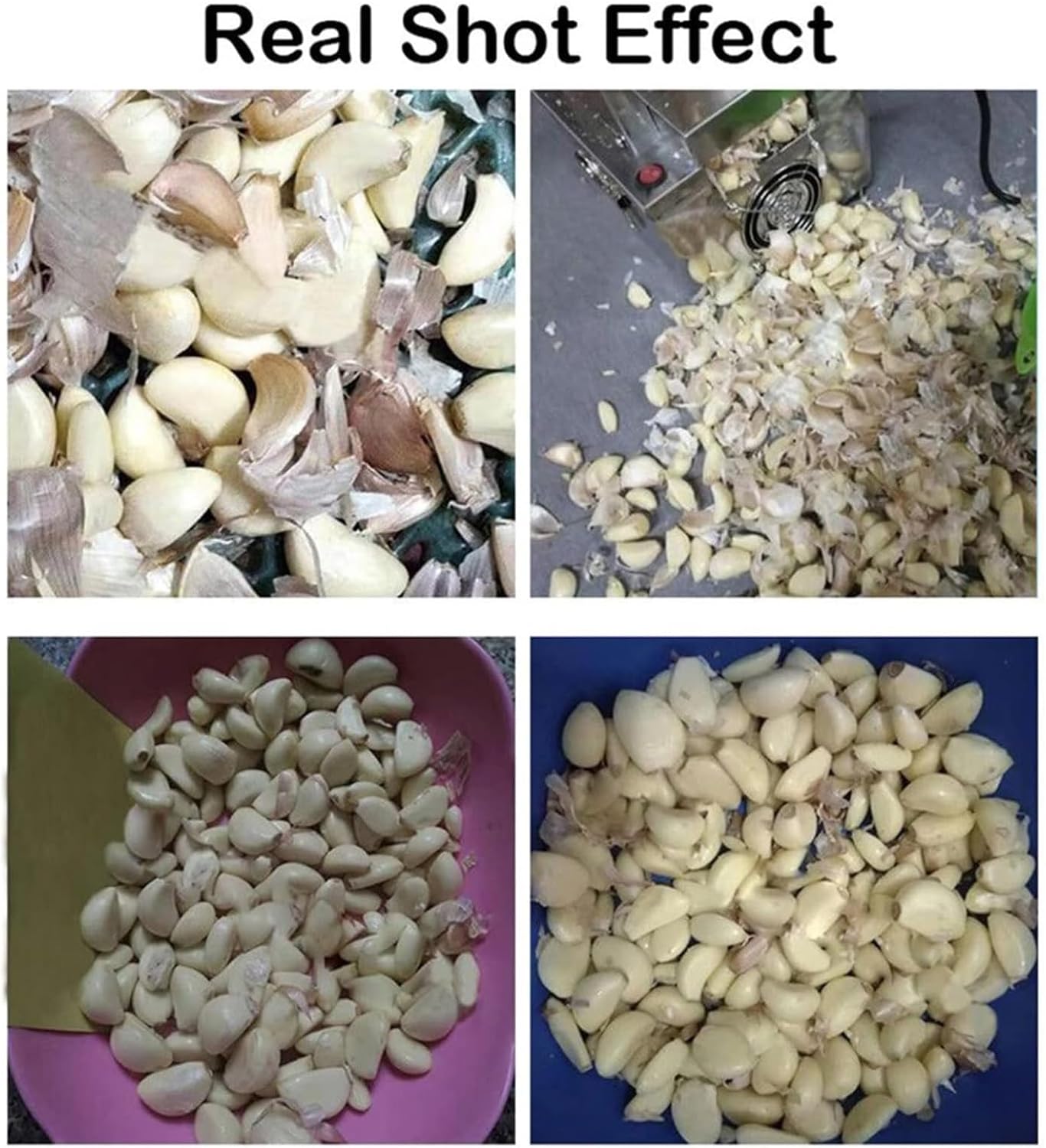 Commercial Electric Garlic Peeler, 180W Stainless Steel Automatic Garlic Peeler Machine with Hopper 25KG/H, Built-in Radiator and Detachable, Easy to Clean for Restaurant Kitchen Canteen