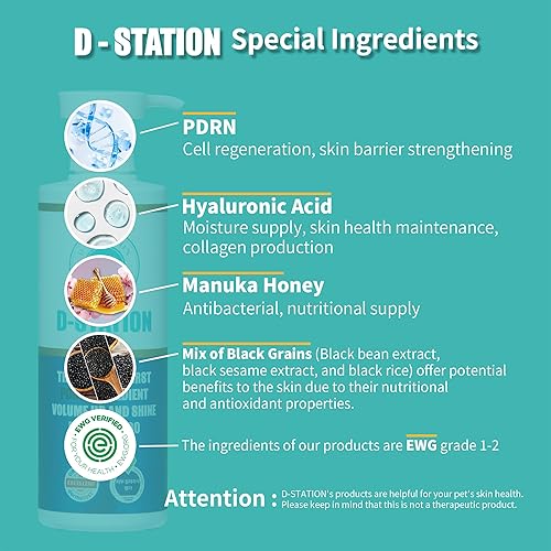 Miniatura 3 de D-STATION Champú de volumen PDRN prémium para perros y gatos, ADN de salmón y miel de manuka, alivia la picazón en la piel seca, aumenta el brillo y