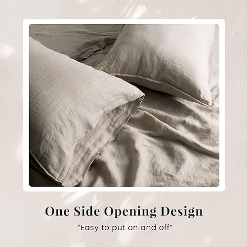 Miniatura 105 de S VICTORY SYMBOL 100% Organic Linen Pillowcases 20"x30" Set of 2,French Natural Flax Soft Durable Pillowshams Sandy Beige,Standard
