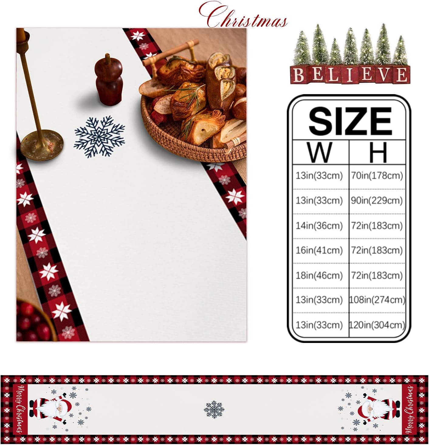 Libaoge Christmas Gnome Table Runner Burlap Coffee Table Runners for Home Décor Crafts for Family Dinner, Parties, Thanksgiving, Christmas & Gathering 13x108inch