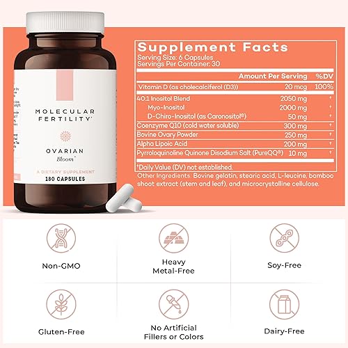 Miniatura 8 de Ovarian Bloom - Suplemento de fertilidad formulado por médicos para mujeres - Salud de células del óvulo, función ovulatoria, bienestar reproductivo
