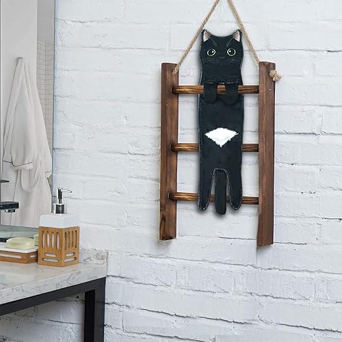 Miniatura 4 de PAT JUUMG Divertidas toallas de mano para baño, cocina, decoración de gato, bonitas toallas decorativas para colgar, súper absorbentes, suaves,