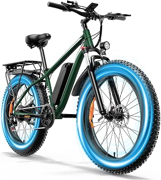 EB26 26" Electric Bike for Adults, 1500W Fat Tire Ebike | 1500W Motor, 48V 15Ah Removable Battery, 26"x4" Fat Tire, Max 28 MPH, 60Mile, LCD Display,USB Charging, Headlight & Taillight