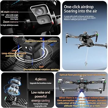 Drones with Camera for Adults 4k,7.2 Screen Remote Control,3-Axis Gimbal Stabilization,Auto Return,2 Batteries for 100-Min Max Flight Time,Carbon Fiber (Grey)