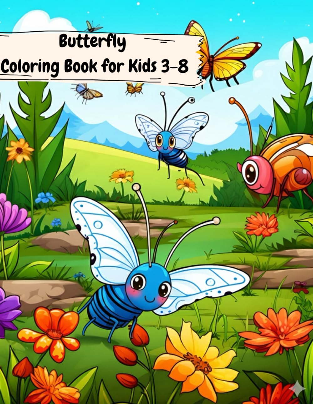 Cute & Magical Butterflies Coloring Book: 80 Fun & Relaxing Butterfly Coloring Pages for Kids Ages 3–8 Kids & Elders