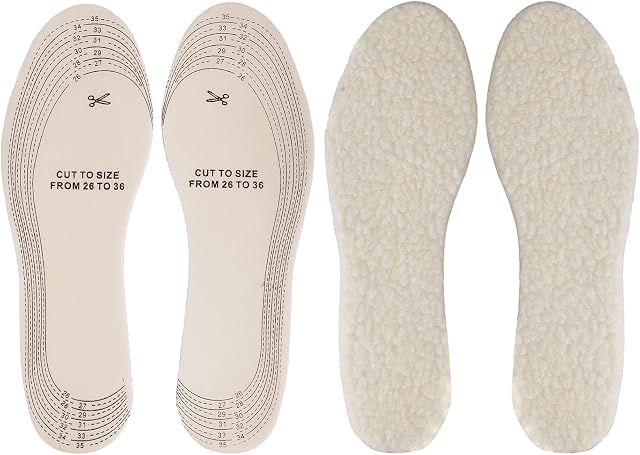 Sibba Insoles Shoe Pads Inserts 2 Pairs Baby Kids Feet Sole Replacement Cutable Size 26-35 Yards Too Big Boot Toe Foot Protector Running Lift Thick Soft Winter Warm Pack Fit Child Girl Boy