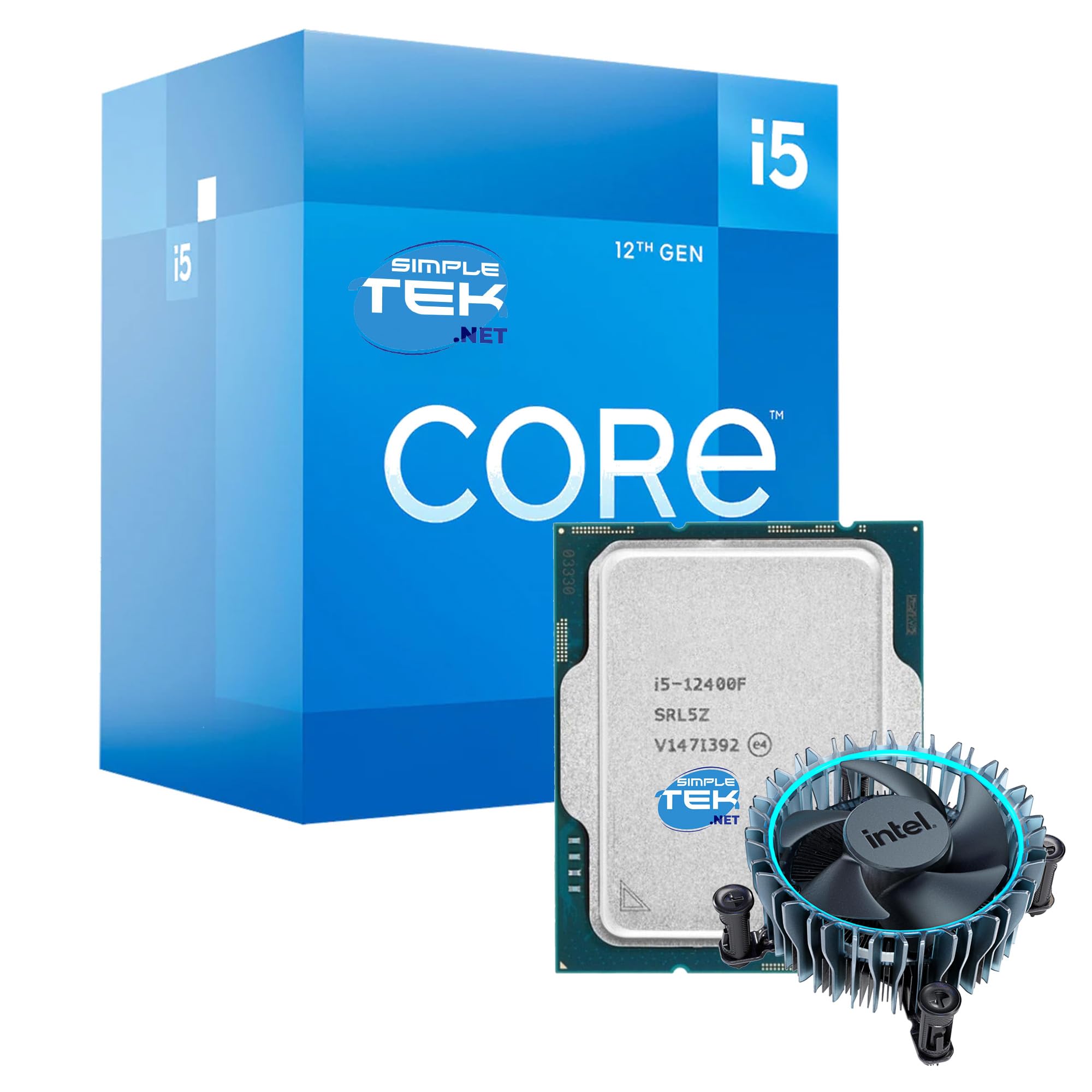 SIMPLETEK - Procesor i5 12400F do komputerów stacjonarnych - LGA 1700-6 rdzeni / 12 wątków - wersja z radiatorem w zestawie (wymagana dedykowana karta graficzna)