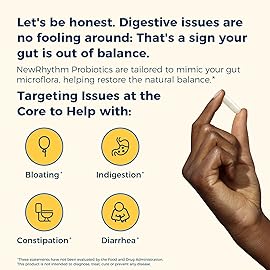 NewRhythm Probiotics 50 Billion CFU 20 Strains, 90 Veggie Capsules, Targeted Release Technology, Stomach Acid Resistant, No Need for Refrigeration, Non-GMO, Gluten Free