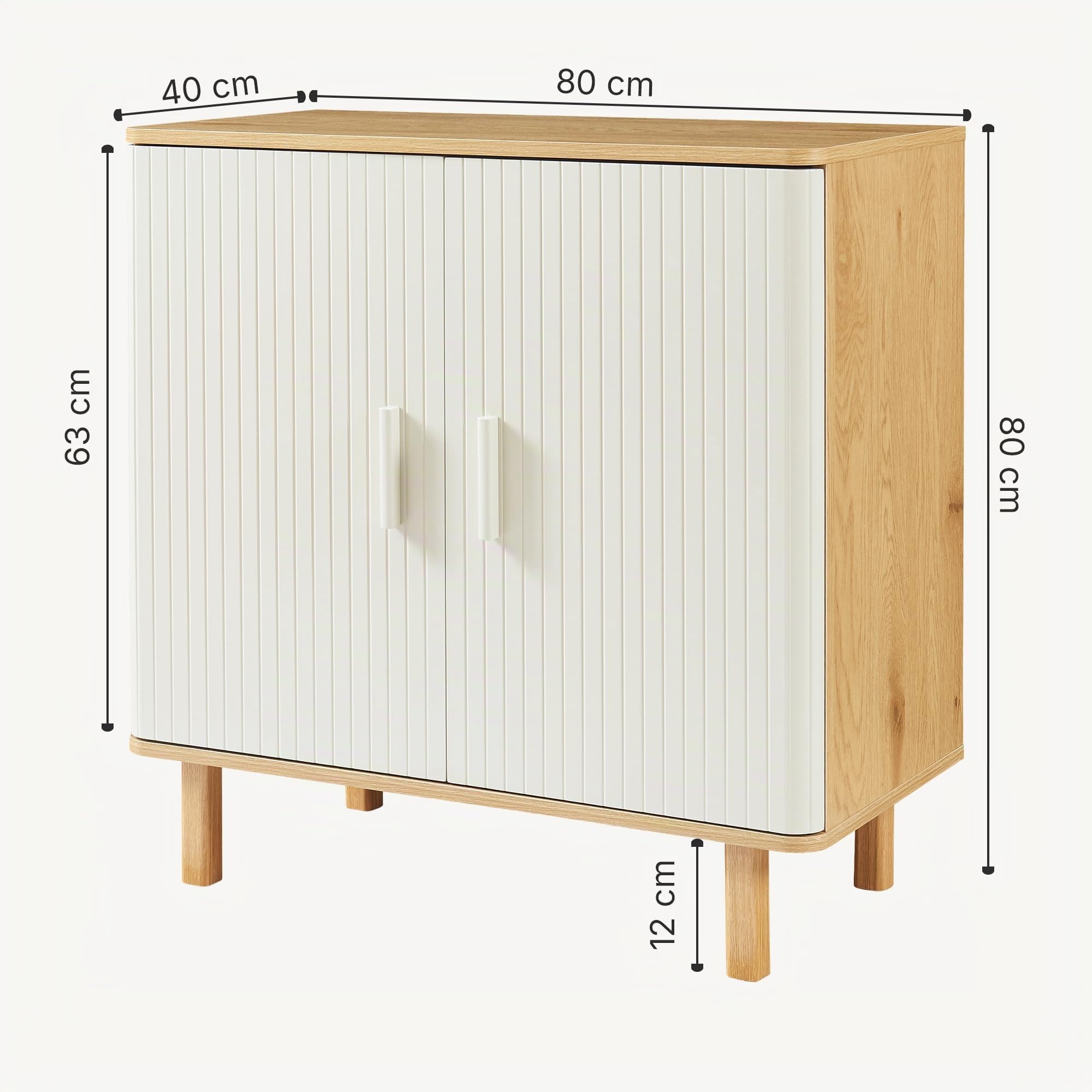 [en.casa] Aparador Ferrersp con 2 Puertas Batientes Armario Multiusos con 2 Compartimentos Cerrados Mueble de TV Tablero en Forma Rectangular MDF Pino 80 x 80 x 40 cm - Roble/Arena