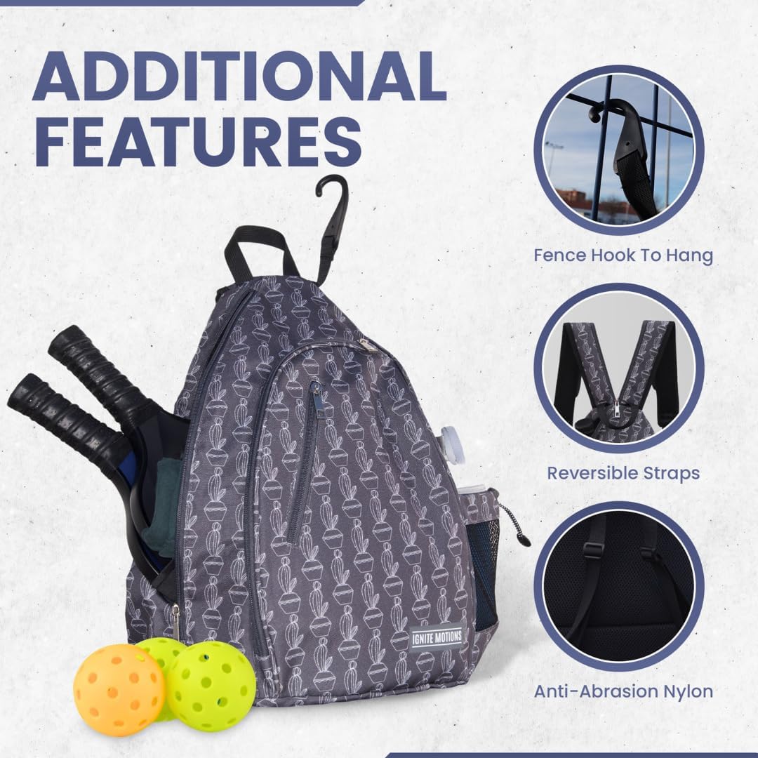 Pickleball Bag for Men & Women Pickleball Backpack - Adjustable Sling Bag/Crossbody with Fence Hook - Image 3