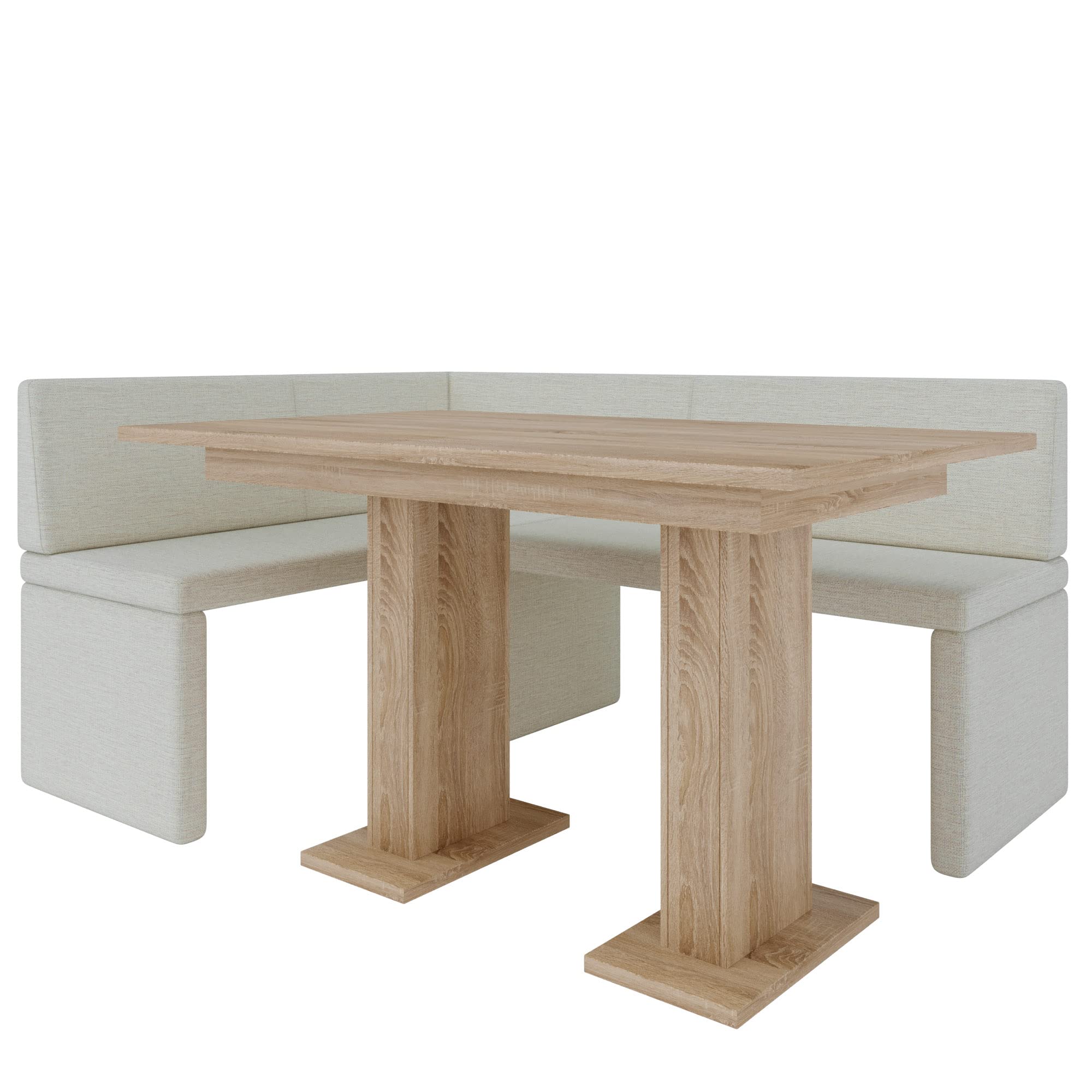 FURNISTAR Akiko Banc d'angle avec table, banc d'angle pour votre salle à manger, cuisine moderne, coin salon, coin repas. Parfait pour la cuisine, le bureau et la réception. Finition solide et solide