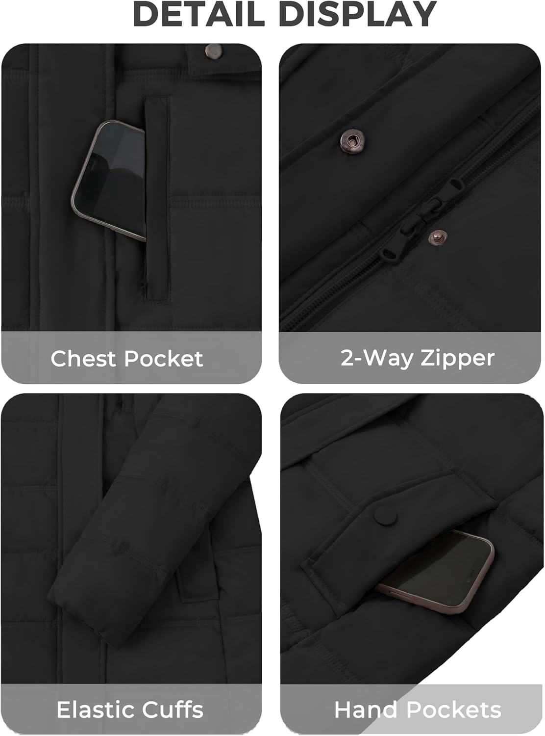 wantdo Women's Mid-Length Lightweight Puffer Jacket Warm Windproof Winter Coat - Image 6