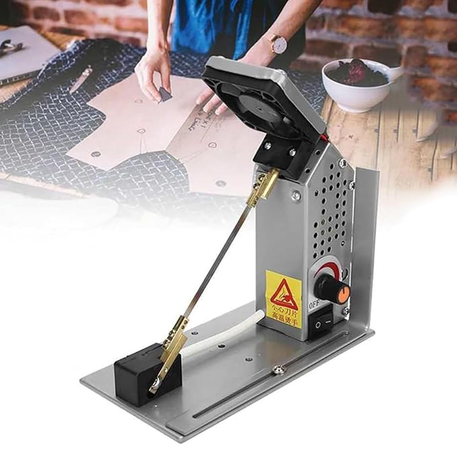 KJZQXYX Electric Rope Cutting Machine, 0-2000℃ Hot Knife Ribbon Webbing Cutter, With Heat Dissipation Fan And Position Ruler, For Nylon, Fabric