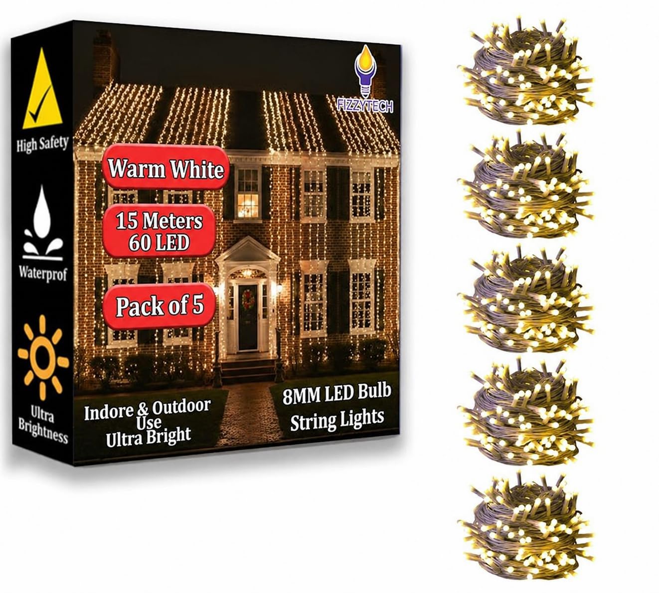 Fairy String Lights - 60 LED 15m Warm White -21