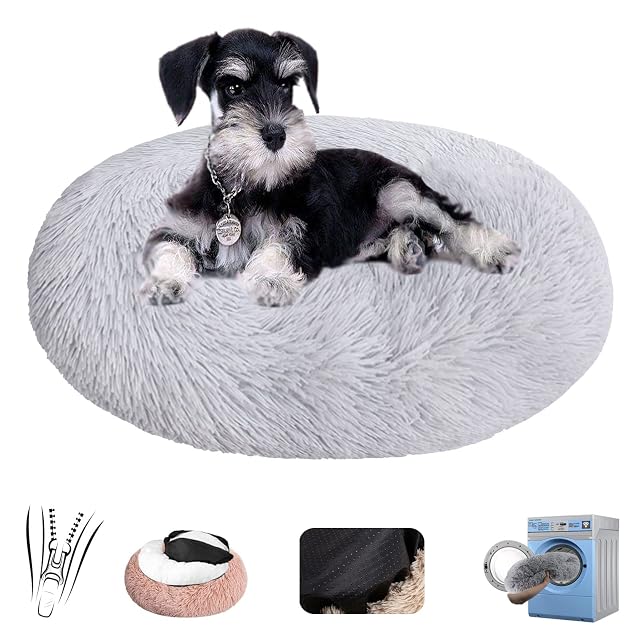 Rechteckig Cama para Mascotas Redonda Rosquilla Cama de Felpa ​Mascota Calmante, Portátil