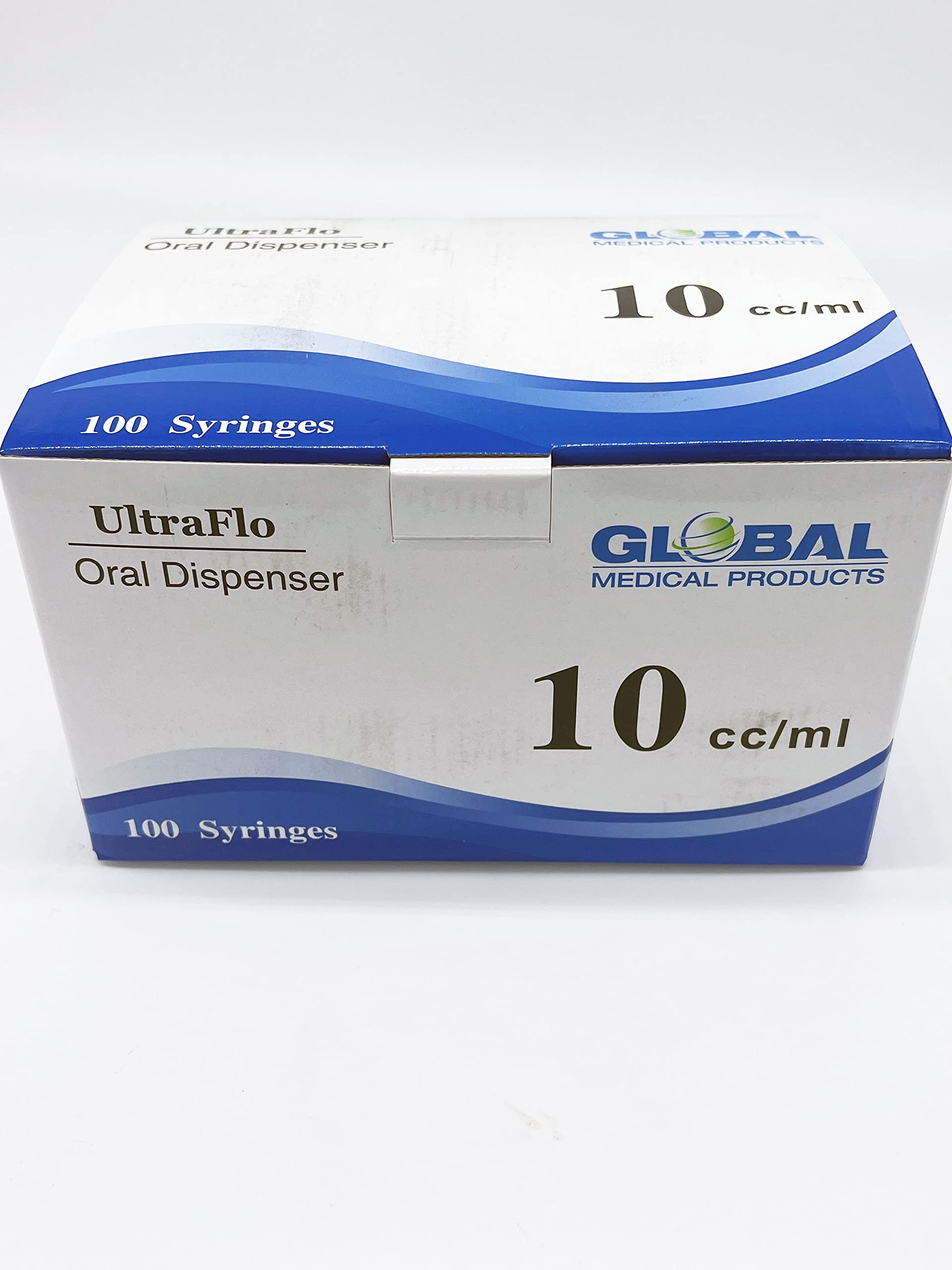 10ML UltraFlo Oral Syringe with Cap - Sterile - Eccentric Tip - 2 Teaspoon - 10cc O-Ring Plunger Rod - QTY 100