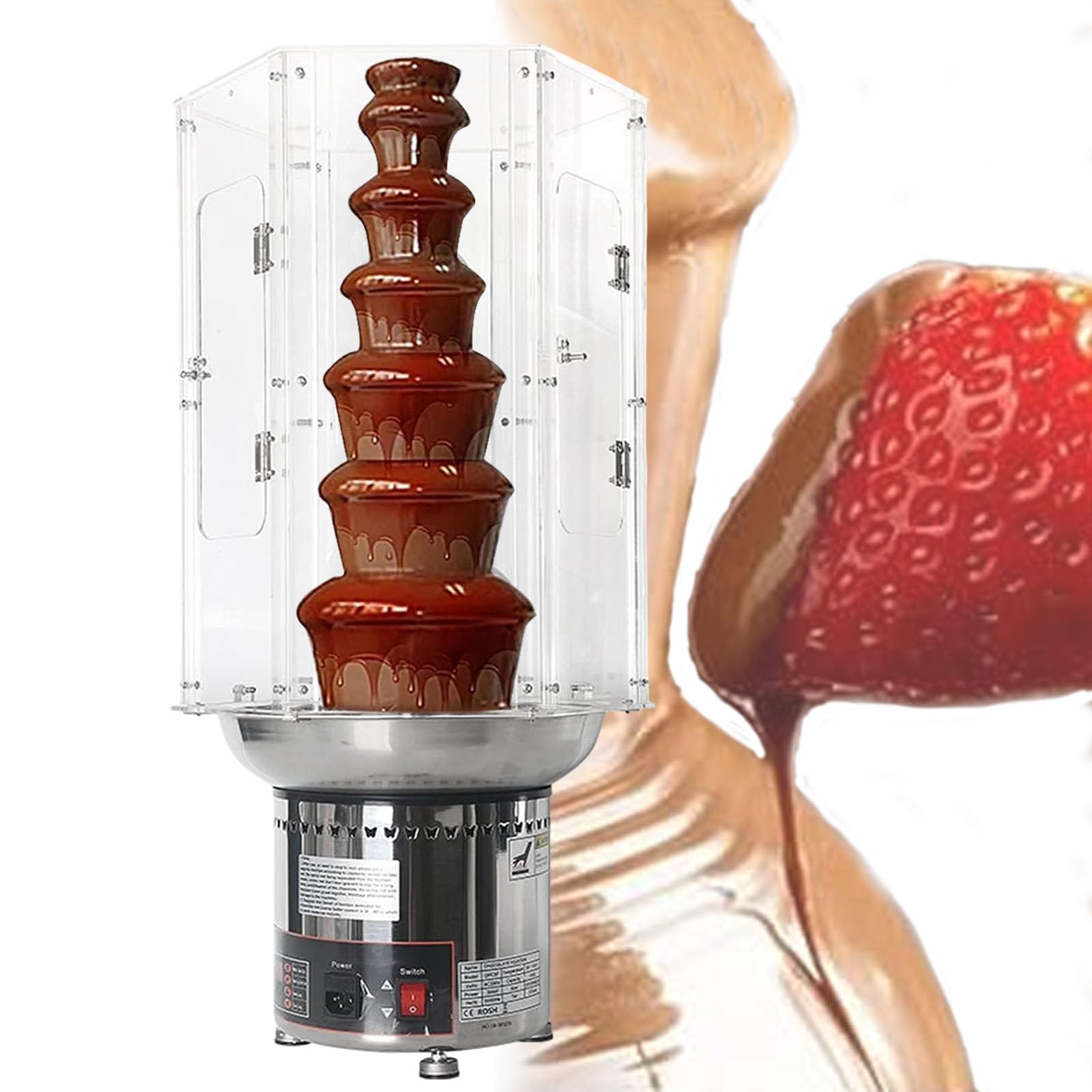 ASerZenith Chocolate Fondue Fountain Machine Cover, Dipping Melting Waterfall Chocolate Fountain Cover,For Parties, Cafeterias,7Tiers
