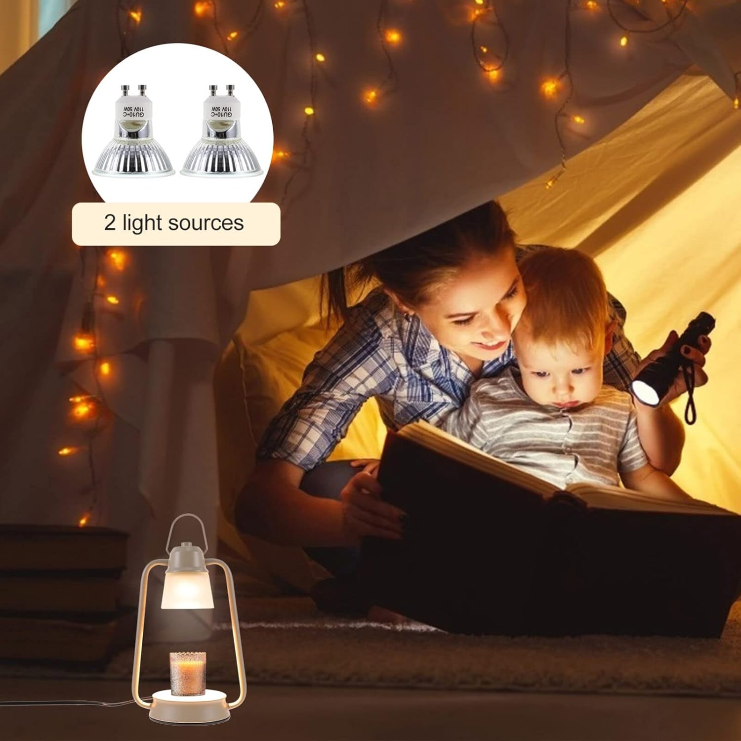 Healifty Melting Wax Lamp 9.75 Inch Vintage Candle Warmer Lamp with Adjustable Dimmer and Timer for Bedroom Office Ambient Lighting