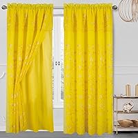 Vista 1 de Cecilia - Panel de bordado floral con cenefa y respaldo, oro amarillo, 54 x 84 pulgadas