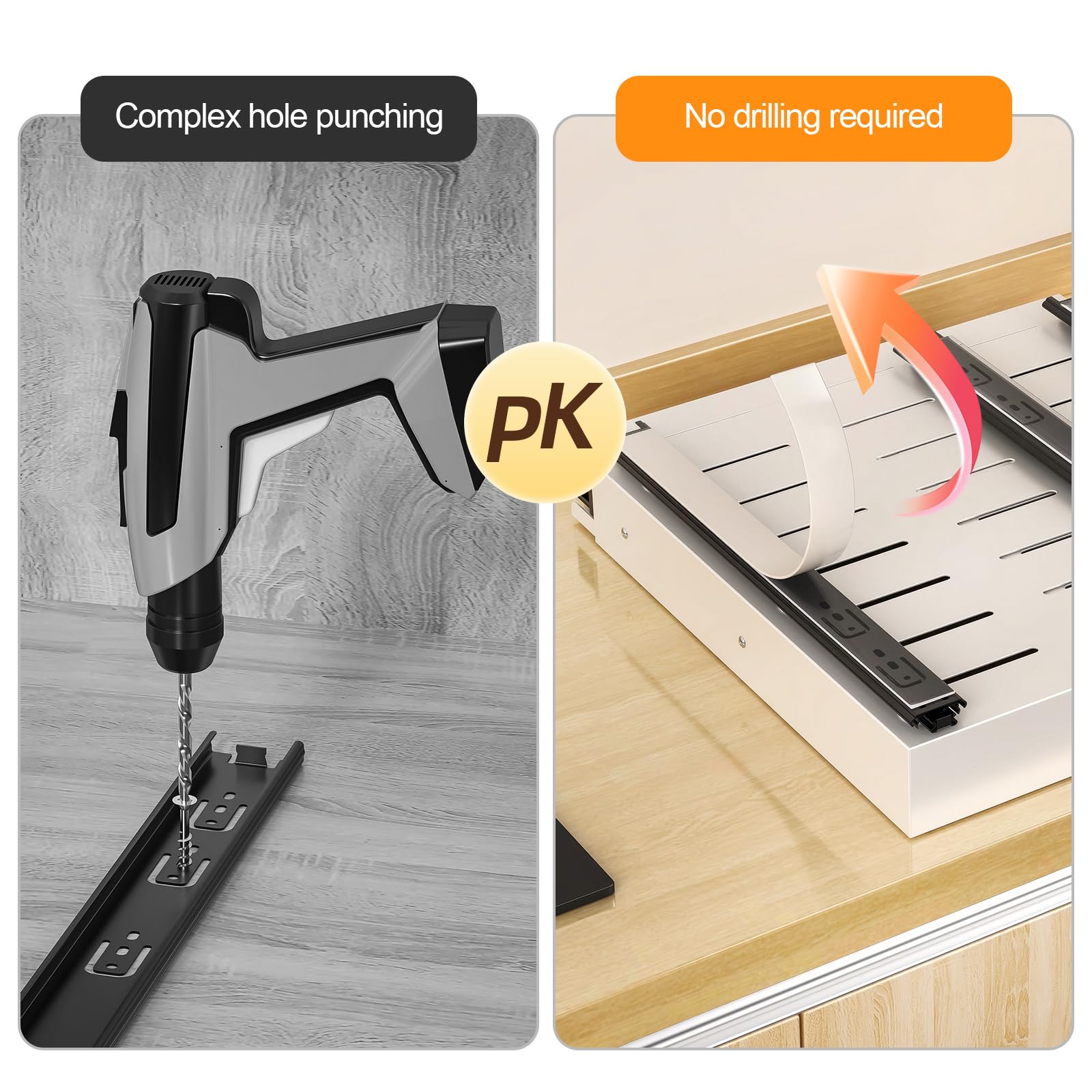 KUOGAS Pack de 2 Cajones Extraíbles para Cocina, Cajón Deslizante Ajustable en 4 Niveles, Organizador de Armario de Cocina y Cajón, sin perforación ni clavos (blanco (2 Unidades))