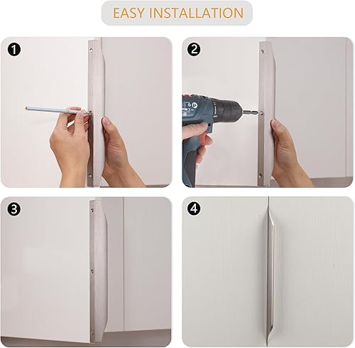 Miniatura 6 de Satanga Tiradores de dedo para gabinete, cocina, cajón, perillas de perfil bajo, tocador de baño, manijas largas de aluminio, paquete de 6 unidades,