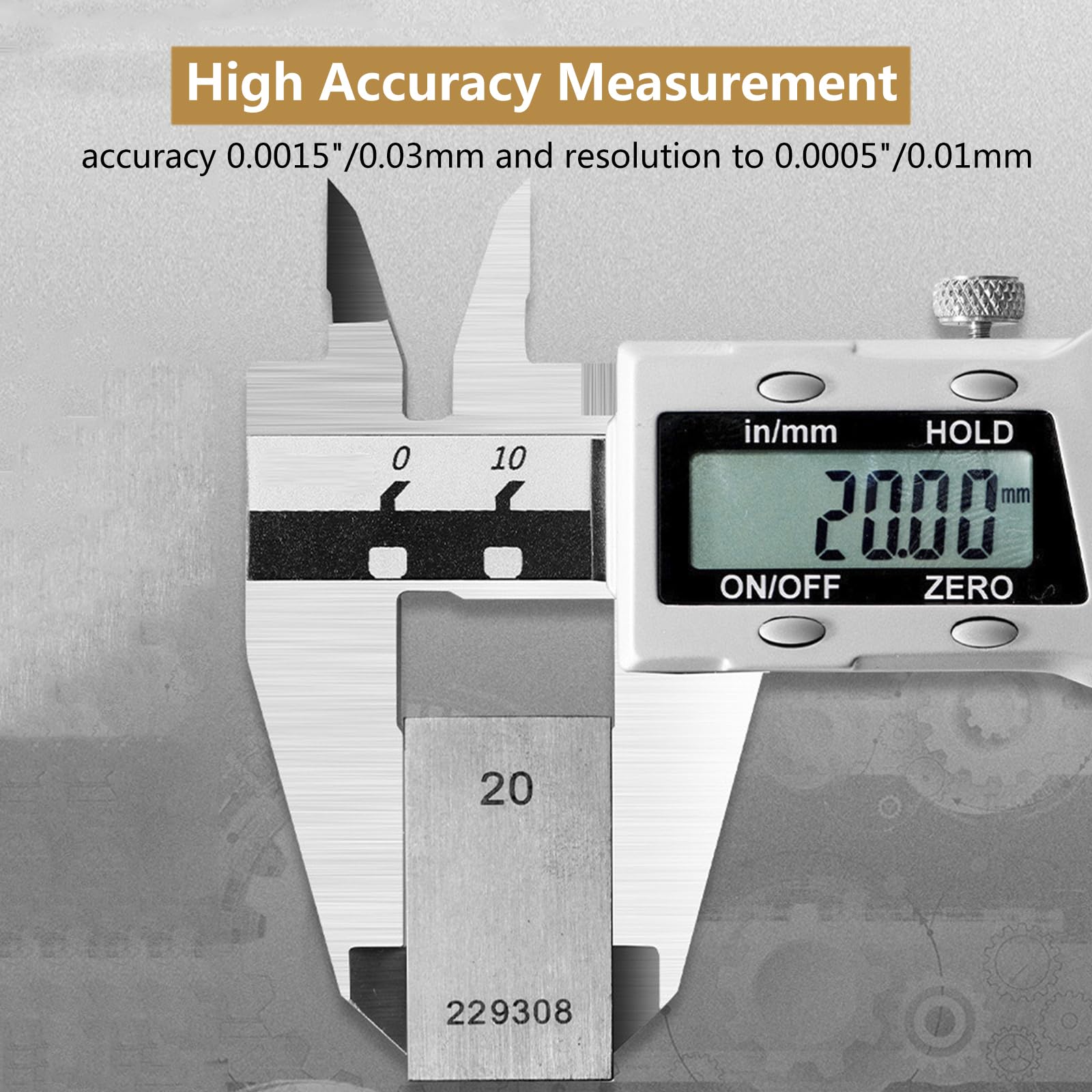 Pie de Rey Digital con Pantalla LCD, Calibre Digital Electrónica de Acero Inoxidable, Profesional Electrónico Vernier Caliper para Impresión 3D/Joyeros/Carpinteros,200mm/8"