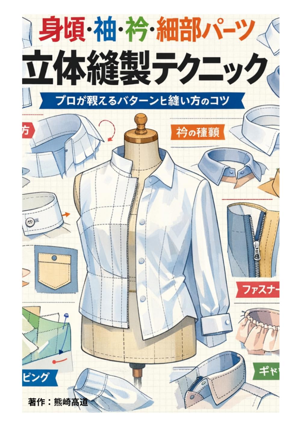 服飾の「身頃＋袖＋衿＋細部パーツ」＋立体縫製縫製