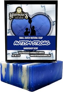 HOFFMAN'S Autism Strong Natural Soap, Barbershop Scent, Small Batch, Cold Processed, 5 oz, Handmade in America