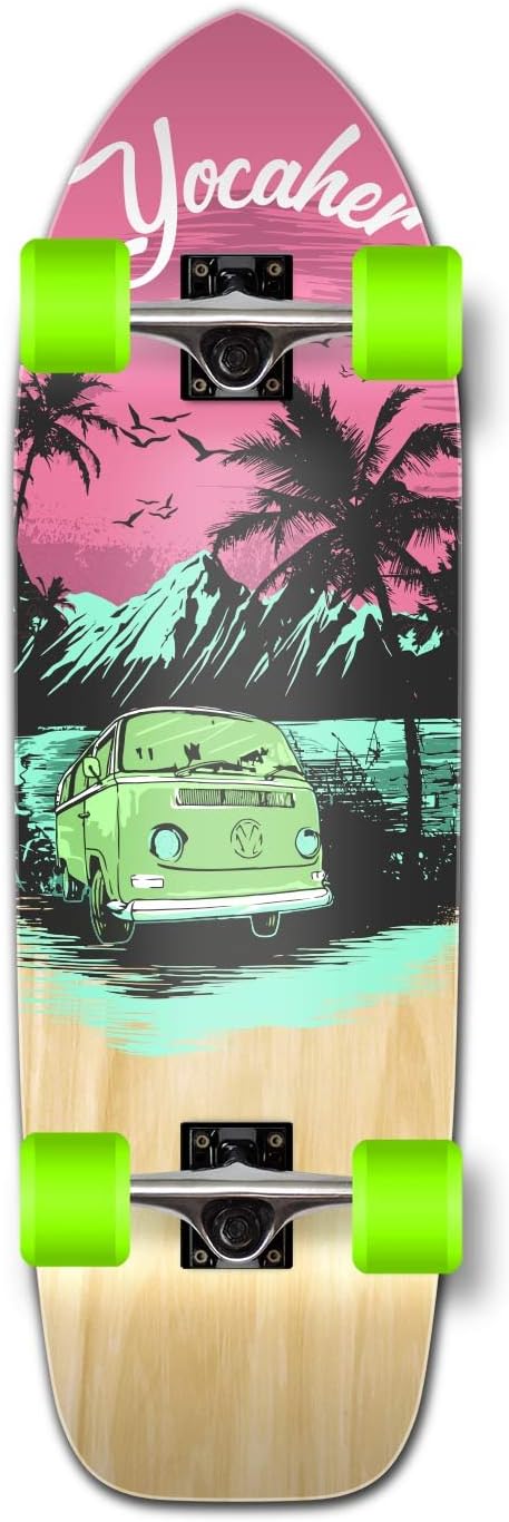 Yocaher Old School Longboard Skateboard 33" x 10" Complete Long Board Cruiser for Cruising, Tricks, Adults, Teenagers, Kids and All Level longboards Skateboard Riders - Blue N' Red