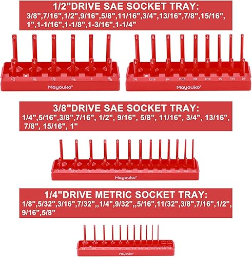 Miniatura 3 de Mayouko Juego de organizadores de dados de 14 pulgadas y 38 pulgadas, SAE y métrico ABS, almacenamiento profundo y poco profundo para cajas de
