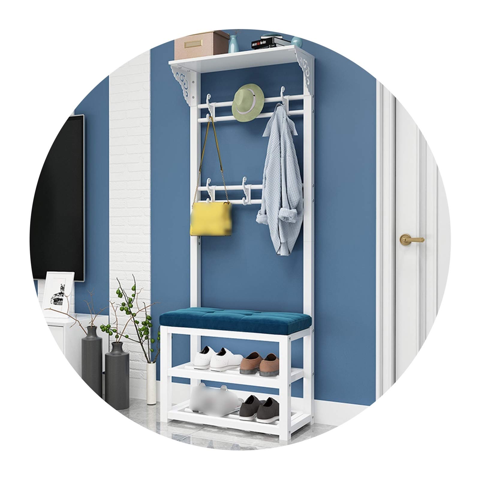 Porte-manteau avec banc pour ne plus encombrer les chaises de l'entrée