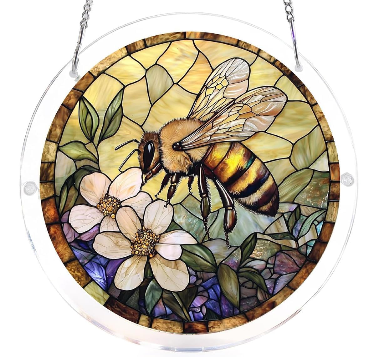 Bee- Acrylic Jigsaw Puzzles Suncatcher, 8.2 Inch Window Hanging Suncatcher Acrylic Puzzle, DIY Home Decor Art Gift