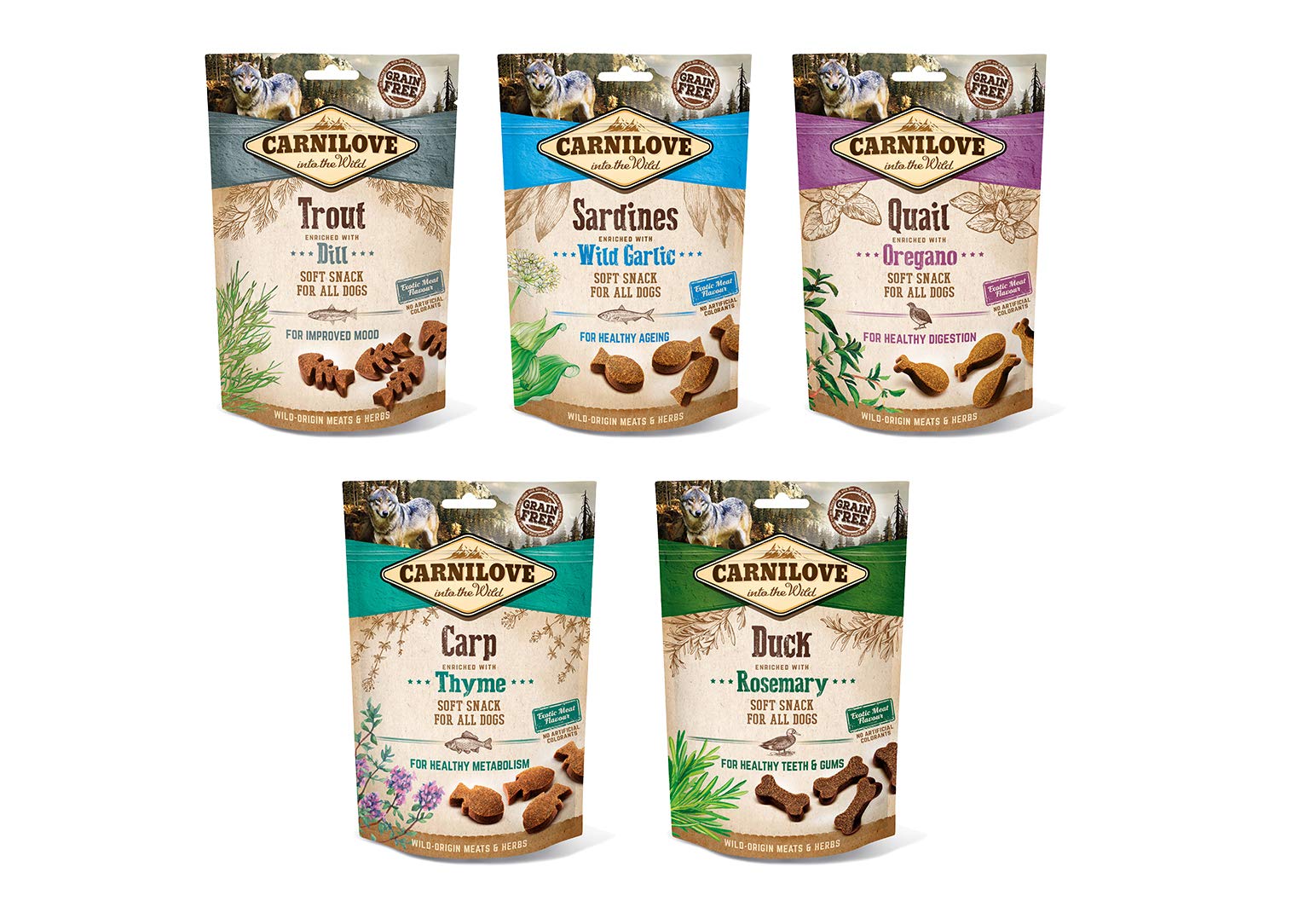 CARNILOVE Canine Snack Semi HUMEDO Carpa TOMILLO 10X200GR