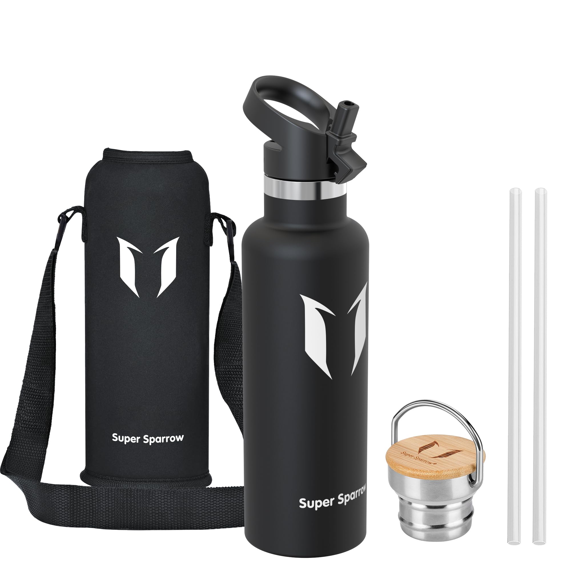 Super Sparrow Doppia Parete in Acciaio Inox Coibentato Bottiglia di Acqua -750ml - Isolante Della Borraccia - Perfetto Thermos - Privo di BPA, BPS, Ftalati