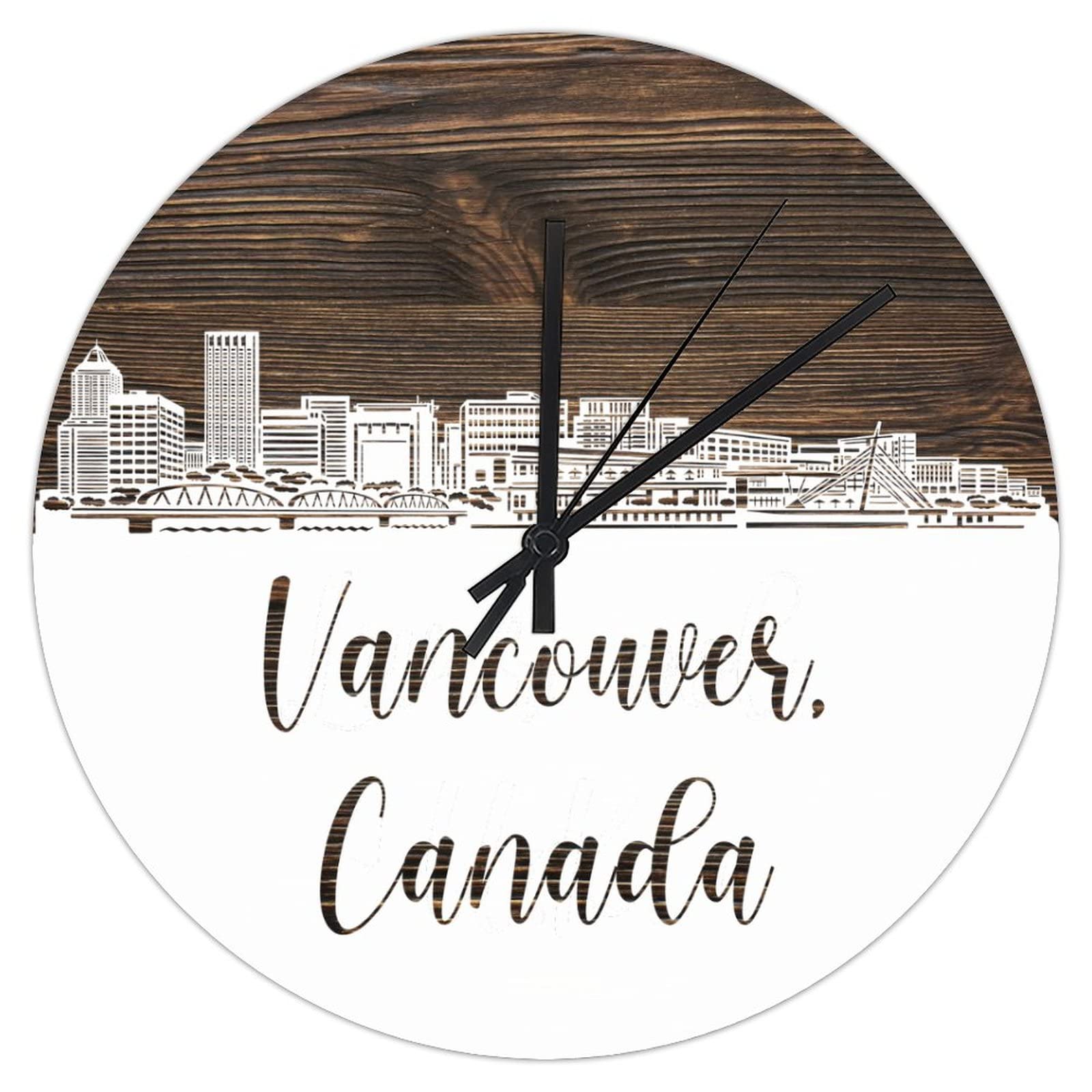 Horloge skyline de Vancouver en PVC de 30 cm ronde et silencieuse pour salon