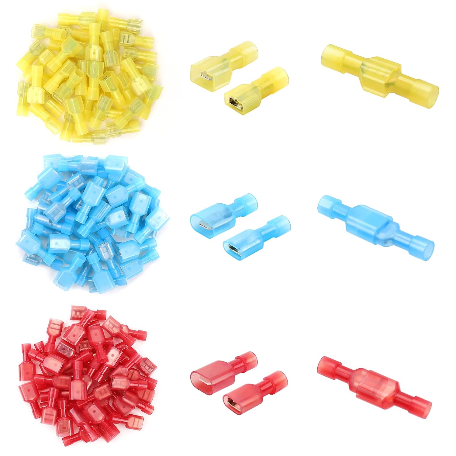120 Pcs Nylon Spade Quick Disconnect Connectors Kit, 2218/1614/1210