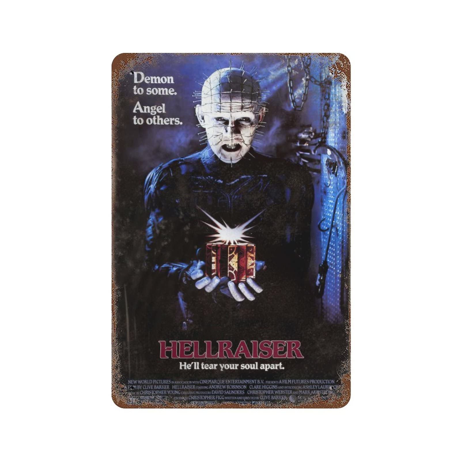 Amazon | ヘルレイザー映画ホラー映画クラシック映画の金属標識ビンテージウォールアートポスター怖いブリキ看板バーコーヒーカフェクラブ男洞窟  ガレージの装飾8x12インチマルチカラー | 店舗看板 | 文房具・オフィス用品 ペット セマタリー ホラー 映画 ポスター レトロ ..., image size:1600x1600
