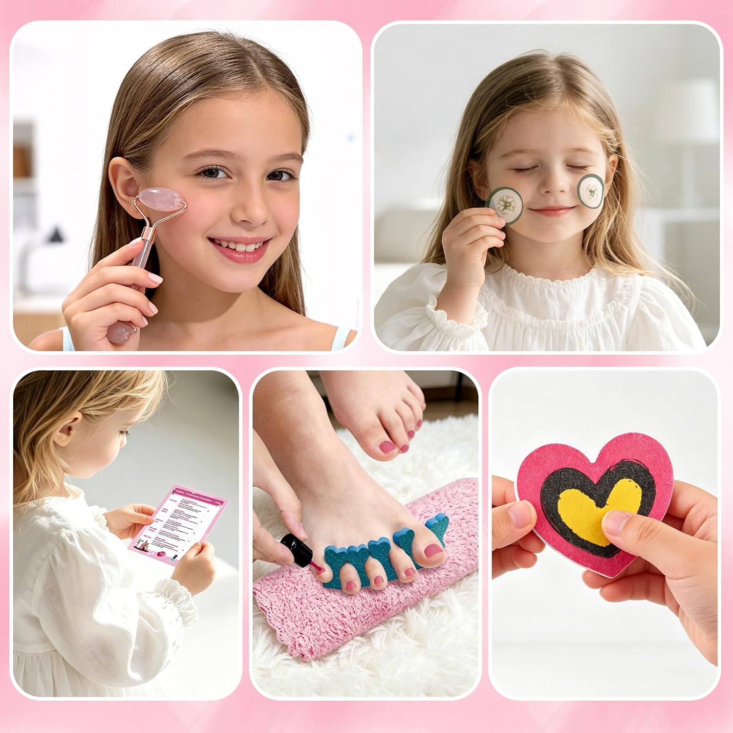 AuntyFey Kids Spa Day Kit for Gilrs, Kids Foot Spa Kit 6-8-12 with Rainbow Light Massage Foot Soak Tub, Girls Pedicure Spa Kit For Kids With Kids Spa Set For Girls Party Birthday Gift