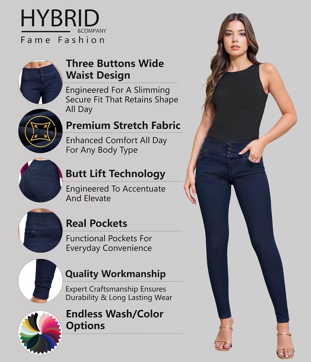 Hybrid & Company Women’s Butt Lift V3 Super Comfy Stretch Denim Hybrid & Company Women’s Butt Lift V3 Super Comfy Stretch Denim