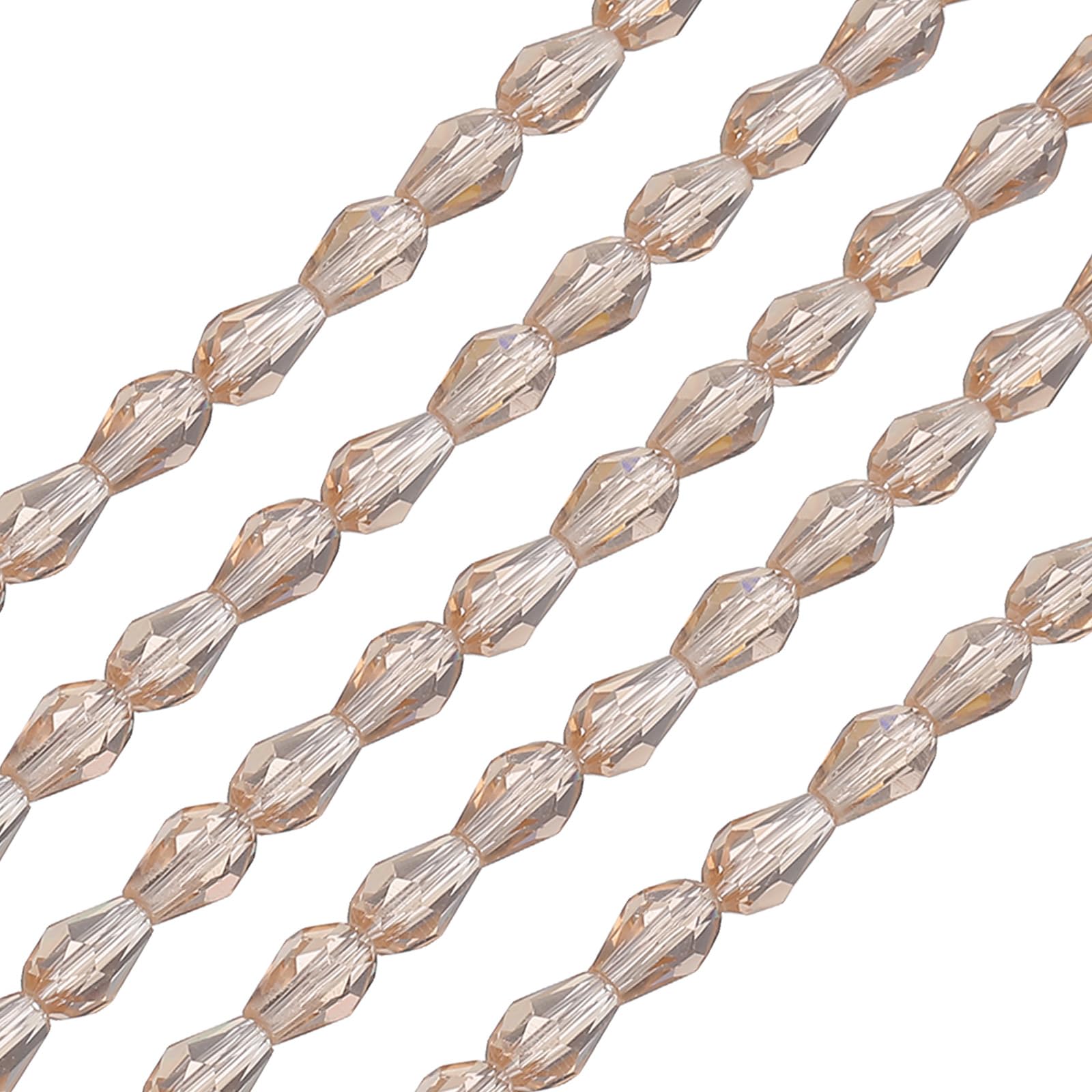 PATIKIL Teardrop Faceted Beads, 325 Pcs Silver Champagne Bicone Birthstone Bead Glass Crystal Assortments Vertical Hole Shape for DIY Crafting Bracelet Necklace Jewelry Making, 4x6mm