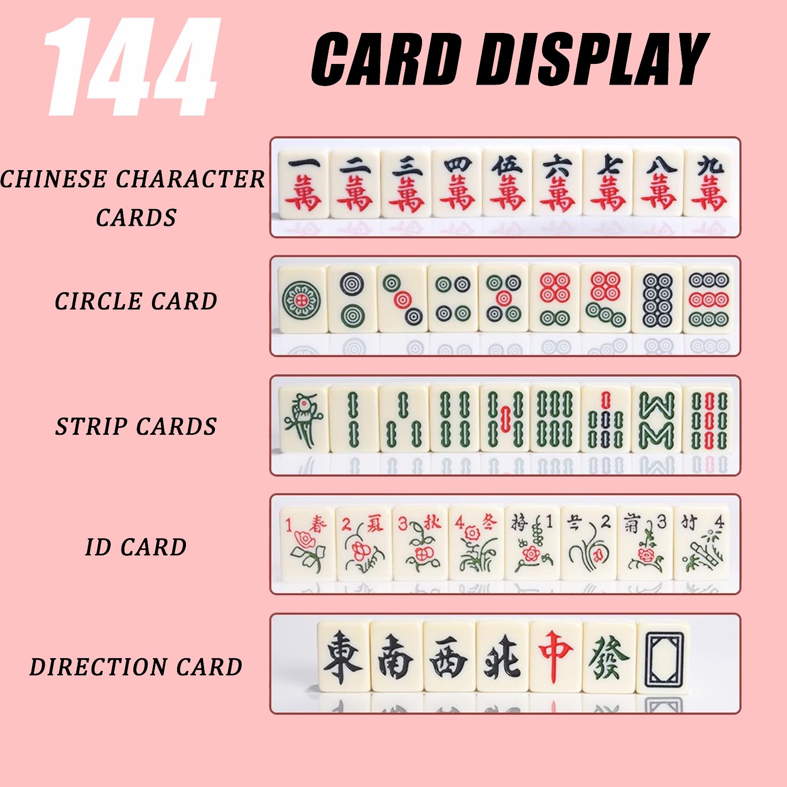 JINEKU Chinese Mahjong Game Set, Mini Thumb Mahjong Tiles*144, Solid Melamine, with Portable Metal Storage Box + Tablecloth + 2 Dice + 4 Tile Boxes (Ivory)