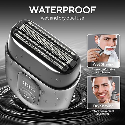 Miniatura 3 de Maquinilla de afeitar eléctrica para hombres, mini afeitadora eléctrica para hombres, afeitadora portátil de lámina con 3 cuchillas de afeitar