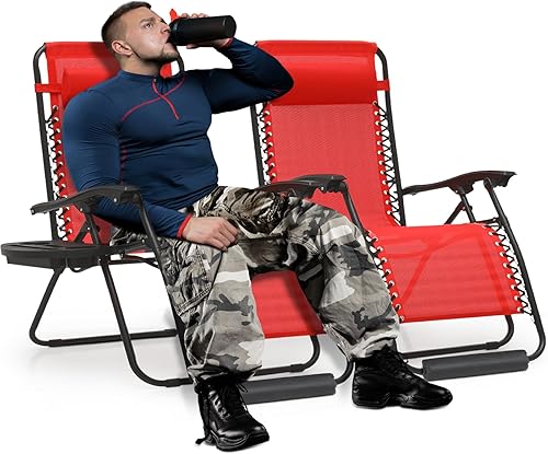 MoNiBloom Juego de 2 sillas de gravedad cero de gran tamaño de 29 pulgadas, reclinables antigravedad para patio, tumbona plegable XL para exteriores